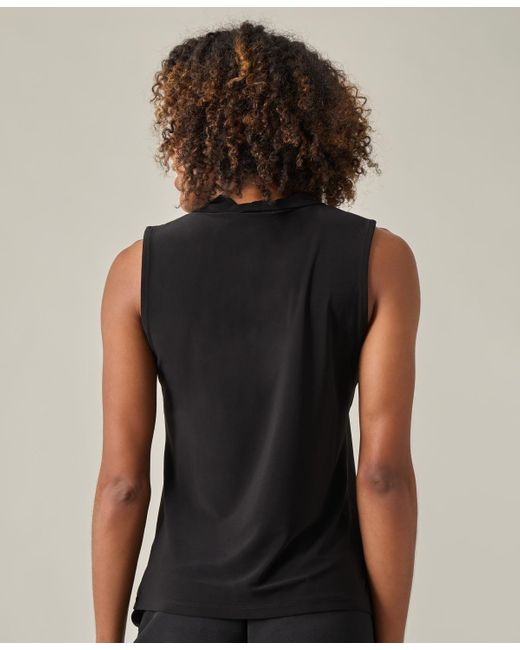 Kasper Black Sleeveless Knot Front Jersey Top