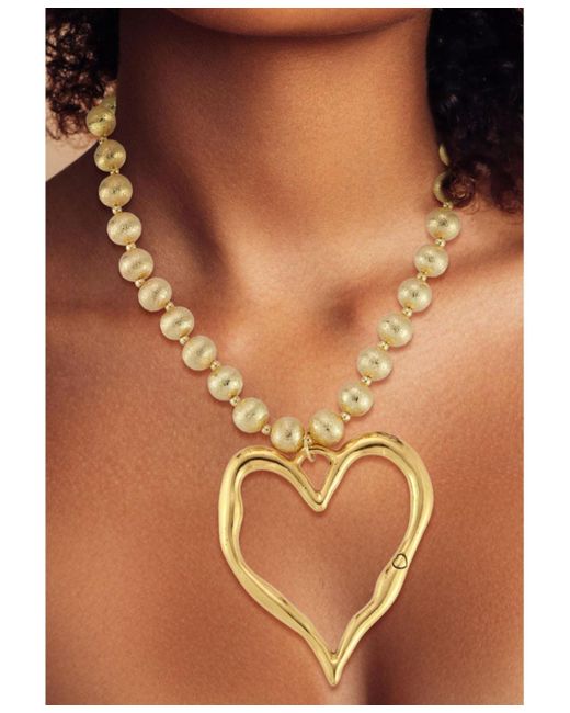 Rachel Zoe Metallic Plated Large Open Heart Necklace