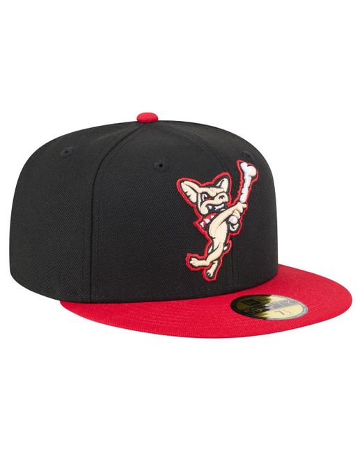 KTZ Black/red El Paso Chihuahuas Authentic Collection 59fifty Fitted Hat for men