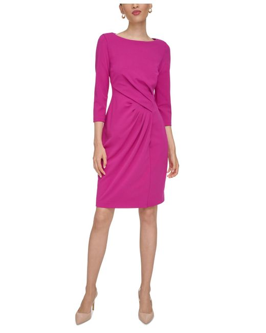 Calvin Klein Pink 3/4-sleeve Sheath Dress