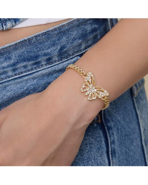 Jessica Simpson Metallic Butterfly Charm Chain Bracelet