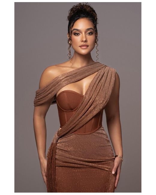 gold celestina draped maxi dress Jluxlabel Women's Celestina Draped Maxi Dress