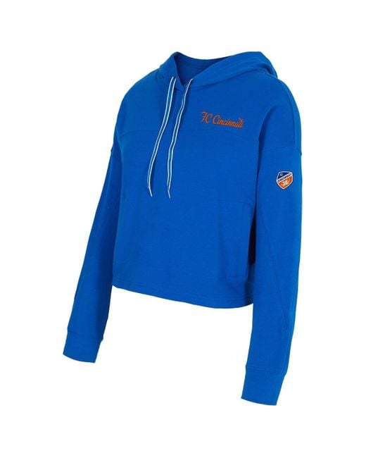 Concepts Sport Blue Fc Cincinnati Elevation Tri-blend Long Sleeve Pullover Hoodie