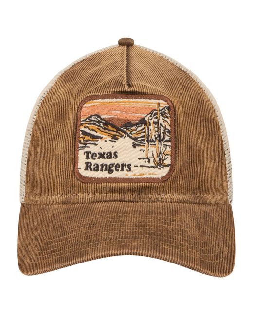 KTZ Brown Texas Rangers Vintage Landscape 9twenty A-frame Adjustable Trucker Hat for men
