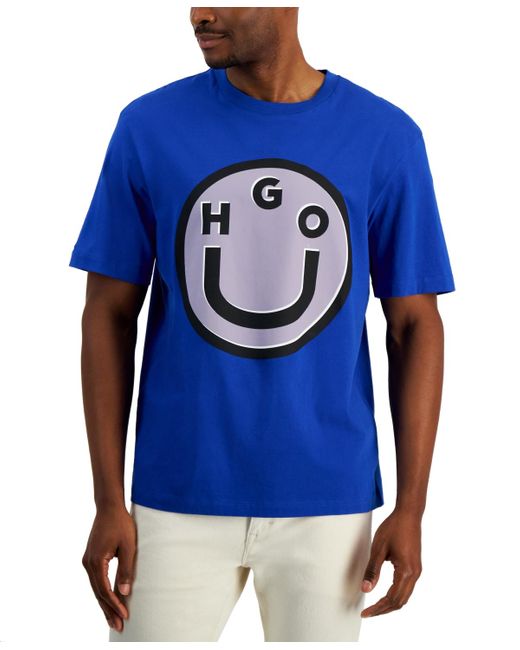 Boss Blue Hugo By Short Sleeve Crewneck Logo Graphic T-shirt for men