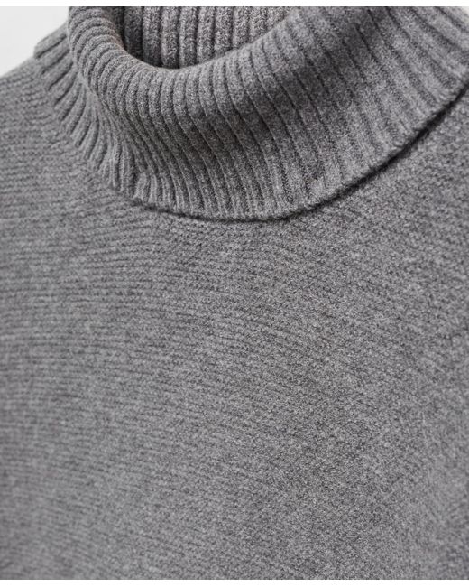 Mango Gray Turtleneck Knit Sweater for men