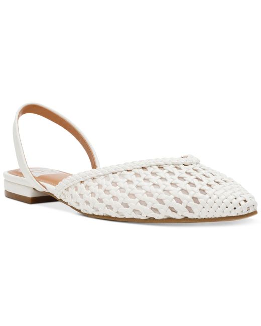 Dolce Vita White Cashe Woven Slingback Pointed-toe Flats