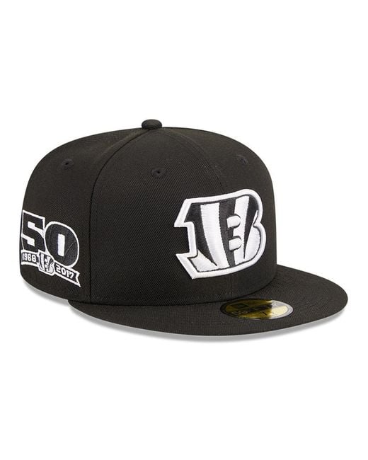 KTZ Black Cincinnati Bengals Main Patch 59fifty Fitted Hat for men
