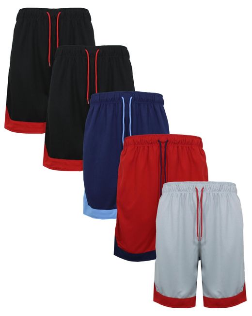 Galaxy By Harvic Red 5-pack Lightweight Breathable Moisture Wicking Mesh Shorts for men