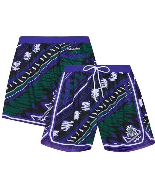 Mitchell & Ness Blue Milwaukee Bucks Game Day Pattern Shorts for men