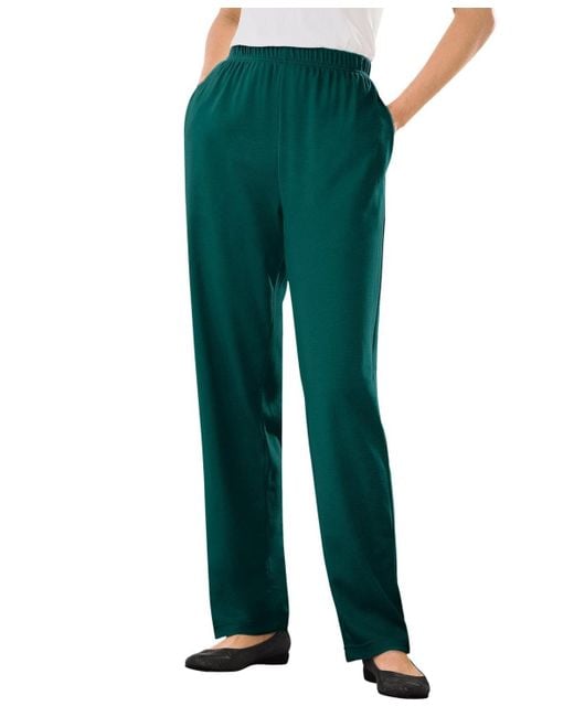 Woman Within Green Within Tall 7-day Knit Straight Leg Pant