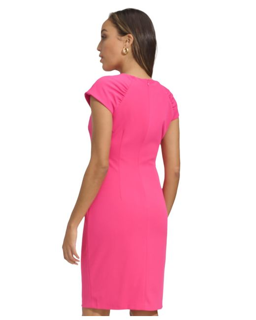 Calvin Klein Pink Short-sleeve Scuba-crepe Sheath Dress