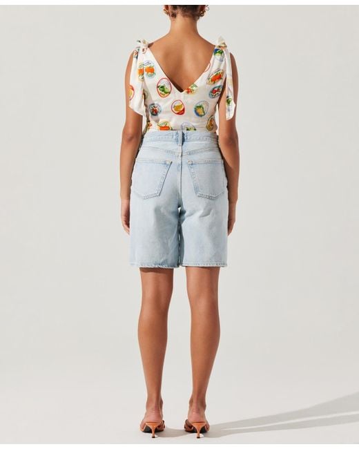 Astr Blue Allexina Cowlneck Shoulder-tie Top