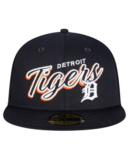 KTZ Black Detroit Tigers Script Sided 59fifty Fitted Hat for men