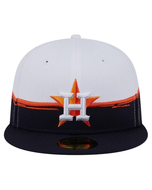 KTZ Navy/white Houston Astros Paint Stroke 59fiftyâ Fitted Hat for men