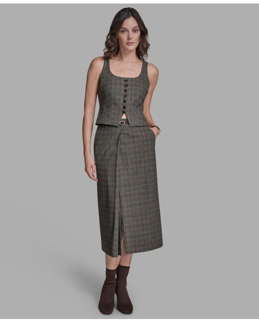 BCBGMAXAZRIA Gray Button-front Sleeveless Vest