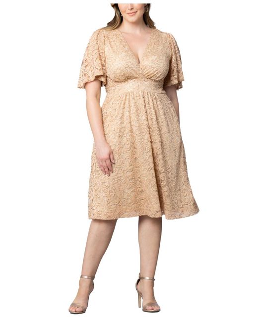Kiyonna Plus Size Starry Sequined Lace Cocktail Dress in Natural Lyst