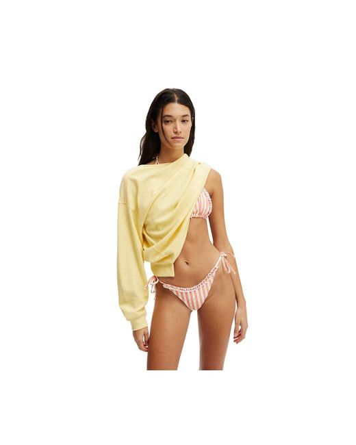 Cotton On Metallic Rib Long Sleeve Beach Top