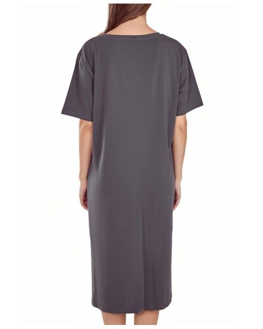 iCollection Purple Soft Knit Short Sleeve Nightgown Dress