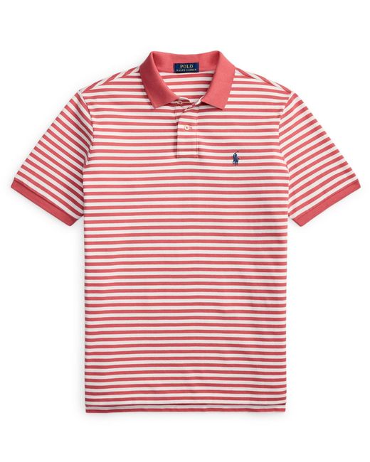Polo Ralph Lauren Red Classic-fit Striped Mesh Polo Shirt for men