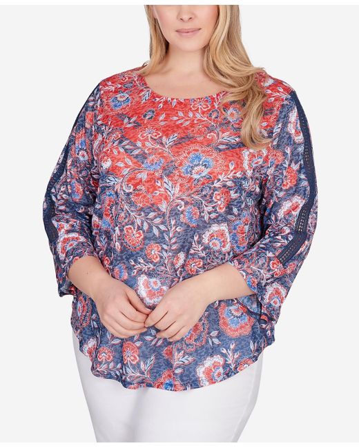 Ruby Rd Multicolor Plus Size Independence Chevron Top