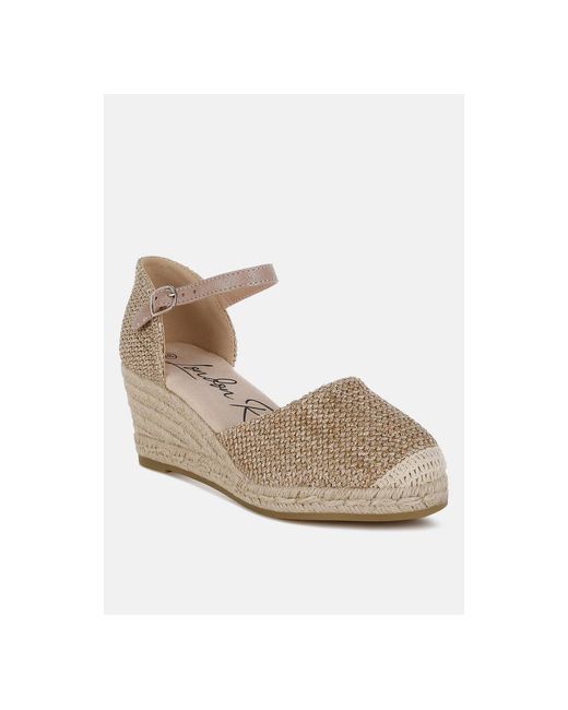 London Rag Wedge LONDON RAG Kalista Raffia Woven Wedge Sandals in Metallic | Lyst