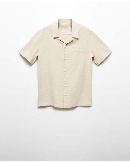 Mango Natural Short Sleeve Cotton Linen Shirt for men