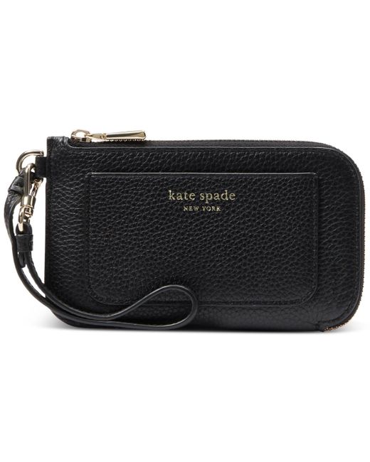 Kate Spade Black Ava Pebbled Leather Coin Card Case Wristlet