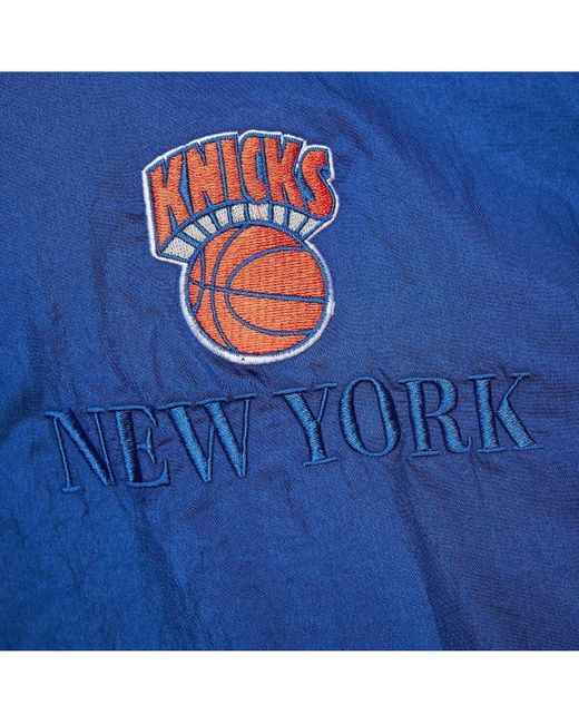 Mitchell & Ness Blue And New York Knicks Hardwood Classics Team Og 3.0 Anorak Half-zip Windbreaker Jacket