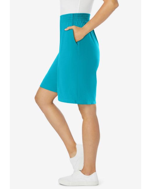 Woman Within Blue Within Elastic-waist Knit Short
