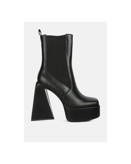 LONDON RAG Black Frosty High Platform Block Heel Chelsea Boot