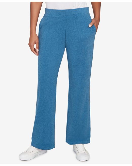 Ruby Rd. Petite Mid Rise Luxe Rib Knit Leisure Pants in Blue | Lyst