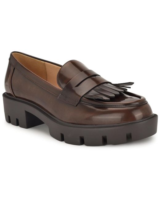 Nine West Brown Missa Lug Sole Penny Loafers