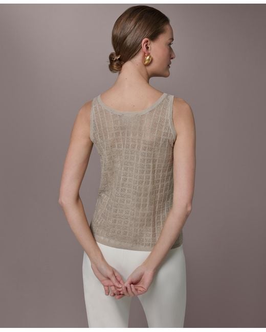 Donna Karan Brown Grid Pattern Sleeveless Sweater