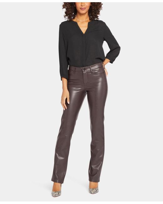 NYDJ Black Faux Leather Marilyn Straight Pants