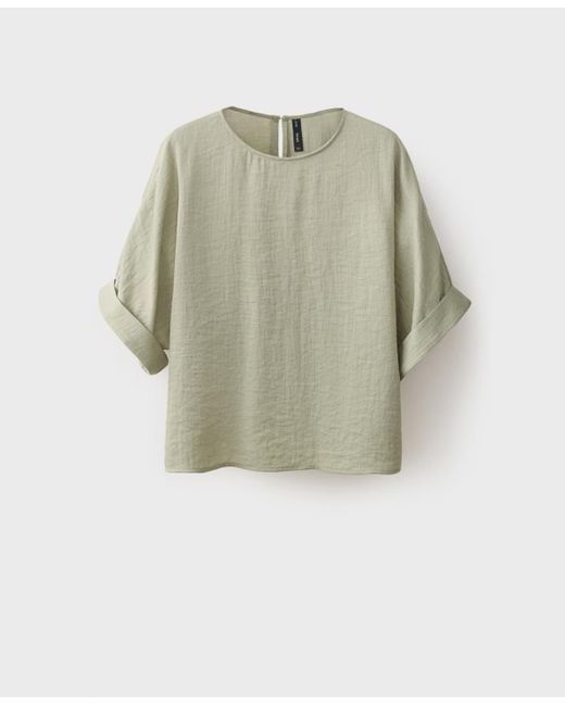 Mango Natural Turn-up Sleeves Oversized Blouse