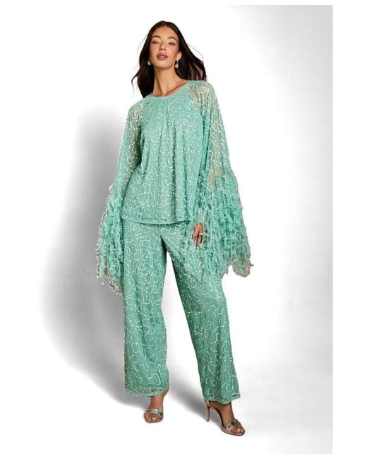 Coast Green Sequin Cape Blouse