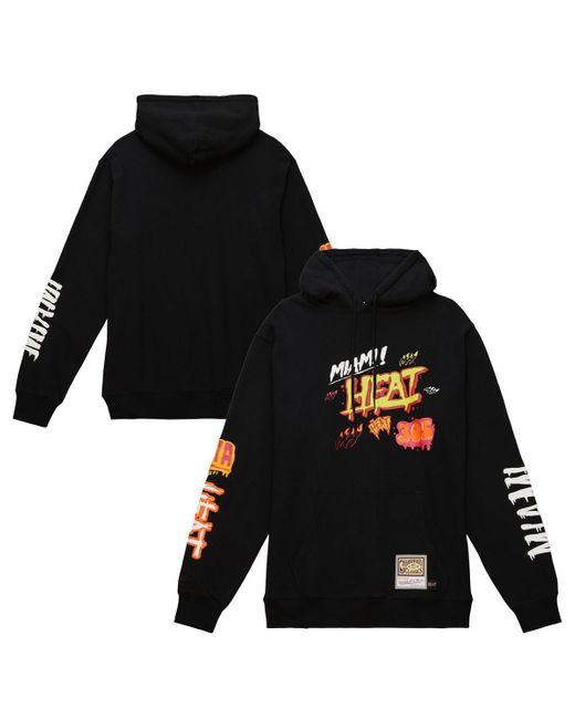 Mitchell & Ness Black Miami Heat Hardwood Classics Slap Sticker Pullover Hoodie for men
