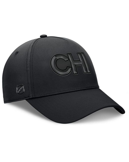 Fanatics Black Chicago Hawks Authentic Pro Road Team Code Flex Hat for men