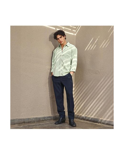 Campus Sutra Green Sage Modular Solid Oversized Shirt for men