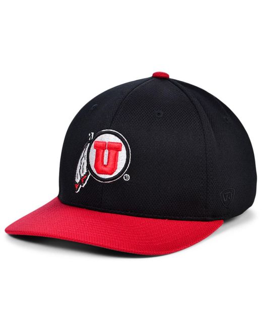 Top Of The World Black Utah Utes Reflex Fitted Hat for men