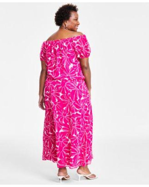 INC International Concepts Pink Plus Size Off The Shoulder Top Maxi Skirt Created For Macys