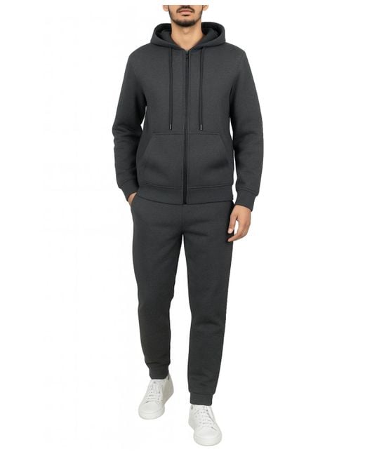 Blu Rock Men's Black Full-zip Hoodie And jogger Sweatpants Matching