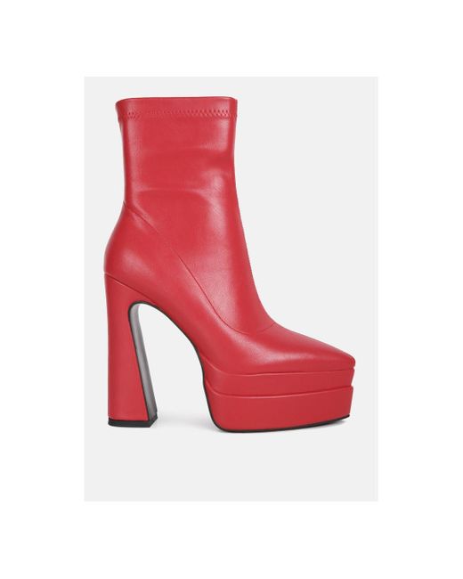 LONDON RAG Red Dextra High Platform Ankle Boots