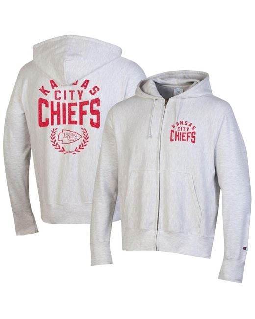Champion Gray Kansas City Chiefs Reverse Weave Full-zip Hoodie for men