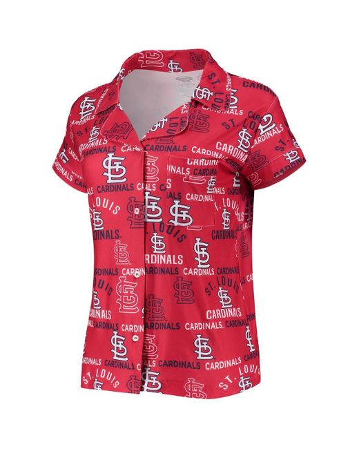 Concepts Sport Red St. Louis Cardinals Flagship Allover Print Top And Shorts Sleep Set