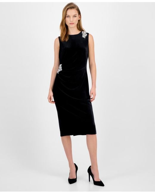 Anne Klein Black Petite Sleeveless Midi Dress