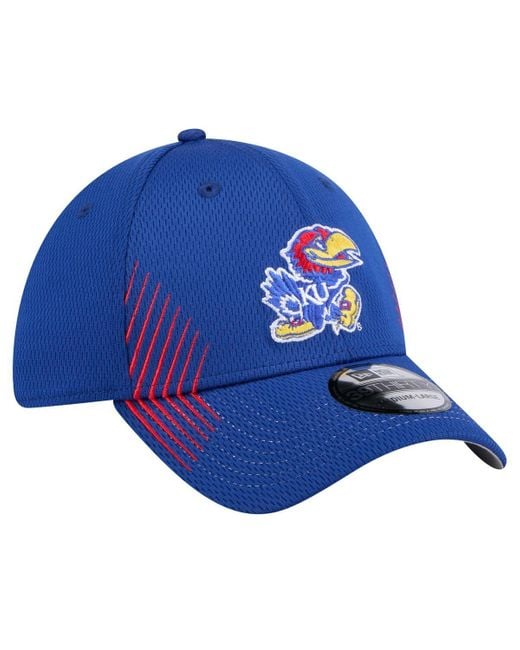 KTZ Blue Kansas Jayhawks Active Slash Sides 39thirty Flex Hat for men