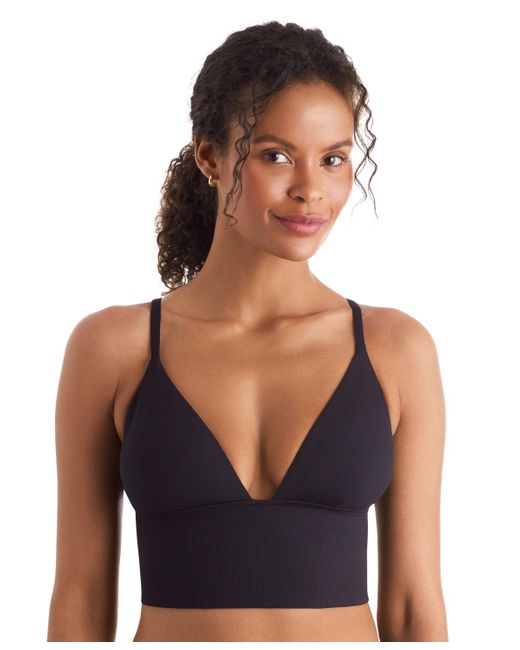 Mimi Flamingo Blue Blake Ribbed V-neck Midkini Top