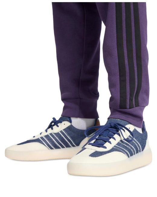 Adidas Purple Essentials Regular-fit 3-stripes Fleece joggers for men